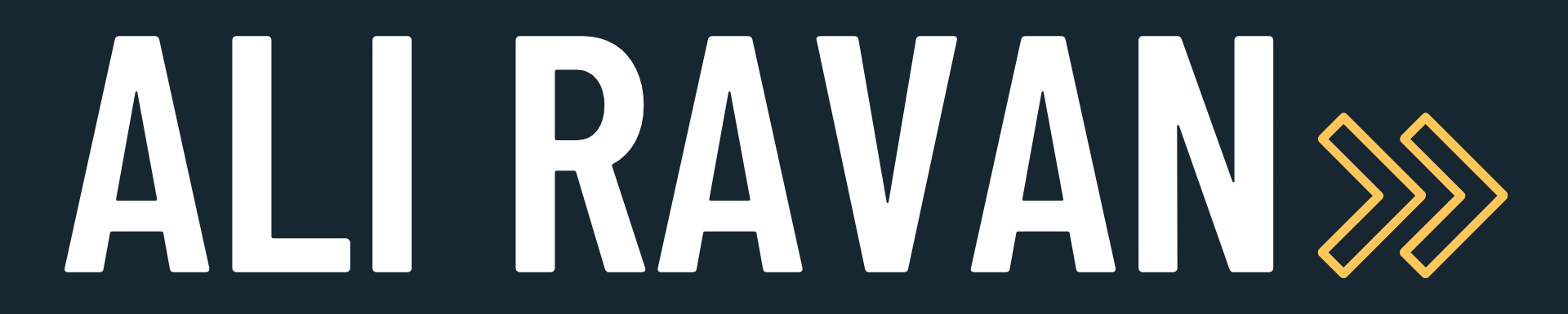 Logotyp Ali Ravan med vita versaler mot svart bakgrund.