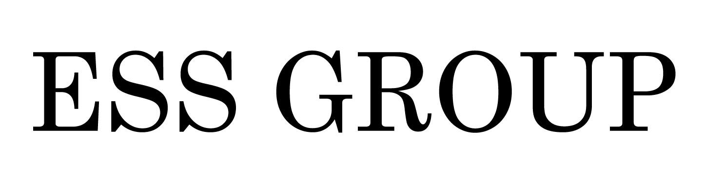 ESS Group- logotyp skrivet med svarta versaler mot vit bakgrund.