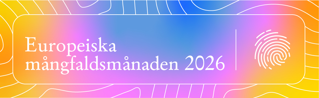 Färgglad banner med texten Europeiska mångfaldsmånaden 2026
