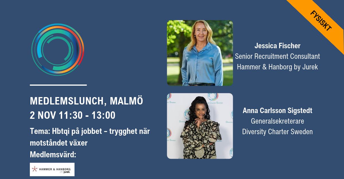 Rubrik för evenemanget och bild på Jessica Fischer och Anna Carlsson Sigstedt